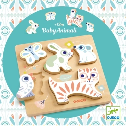 Pasztellszínű fiókák fa beillesztős puzzle Djeco