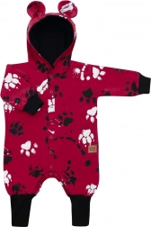 Baba pamut overál kapucnival és fülecskékkel NEW BABY, sötétrózsaszín, 80 (9–12 hónap)