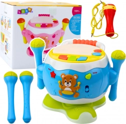 Interaktív zenei dob gyerekeknek fényekkel és hangokkal kék