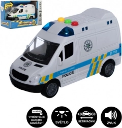 Rendőrségi furgon lendkerekes meghajtással, fénnyel és hanggal, 15 cm