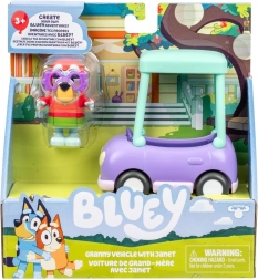 BLUEY figurakészlet – Jenny nagyi autója és Janet
