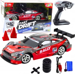 RC versenyautó drifteléshez, piros-fekete, 30 km/h, 1:16