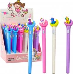 Világító toll Egyszarvú a holdon kék tintával 0.7 mm