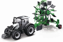 Bburago Farm 10 cm traktor deluxe pótkocsival – Valtra N174 – forgórendsodró