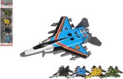 4 darabos vadászrepülő készlet fém testtel és felhúzós (pull-back) meghajtással, vegyes színekben, 10 cm