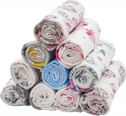 Nyomott mintás pamut pelenkák NEW BABY 60×80 cm, 10 db