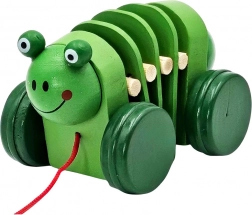 Fából készült kerekes béka