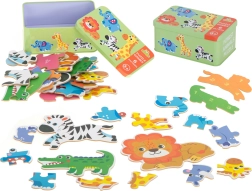 Gyerekpuzzle fémdobozban – szafari állatok, 25 darab