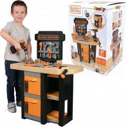Smoby BLACK+DECKER nyitott gyerek munkapad Bricolo, 37 darab
