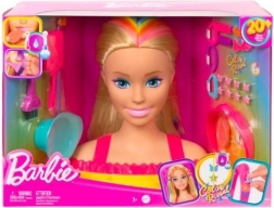 Barbie neon szivárványos szőke hajformázó fej