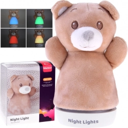 Bézs plüss maci – éjjeli lámpa gyerekeknek puha felülettel