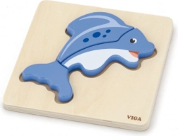 VIGA fa beillesztős delfin puzzle