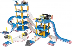 Nagy rendőrgarázs, 4 szint, benzinkút, 100 elem