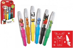 BING fújós filctollak sablonokkal, 6 szín