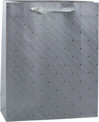 Papír ajándéktáska szürke elegáns arany pöttyökkel