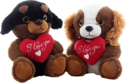Plüss kutyus szívecskével 21 cm