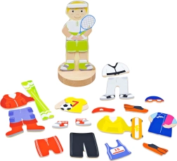 Mágneses öltöztető puzzle – sporttevékenységek, Bigjigs Toys