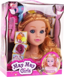 Stílusfej szőke hajjal és kiegészítőkkel