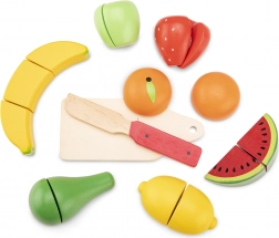 Fából készült gyümölcsvágó készlet kosárban