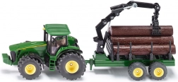 John Deere 8430 traktor modell erdészeti pótkocsival Siku 1:50