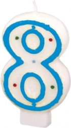 Amscan számjegyes gyertya 8 színes pöttyökkel