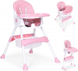 Etetőszék tálcával és kosárral, 5 pontos öv, ECOTOYS – Rózsaszín