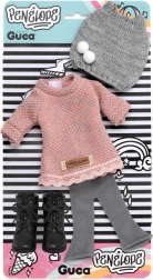 Ruhaszett Penelope babához 34 cm, fűzős cipőcskékkel