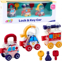 Oktatási készlet autókkal és kulcsokkal: Rendőrség, Tűzoltók, Mentők