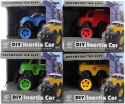 Csavarozható autó nagy kerekekkel lendkeréken