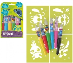Fújó filctollak sablonokkal Lilo & Stitch, 6 darabos készlet dobozban 12 × 19 cm