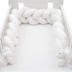 Új BABY minky és pöttyös szürke fonott rácsvédő a kiságyba