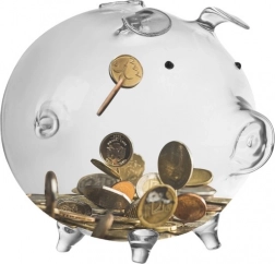 Átlátszó üveg malacpersely alakú Ruhhy