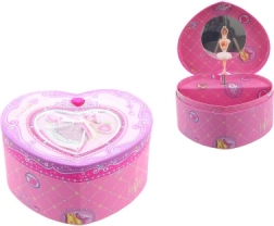 Zenei szív alakú ékszerdoboz balerinával