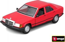 Fém autó modell Bburago 1:24 Plus 1987 Mercedes-Benz 190E piros