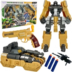 Woopie 3 az 1-ben átalakuló robot, tank és habszivacs lövedékes pisztoly – barna