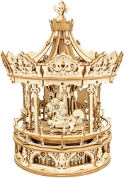 Fából készült körhinta - 3D Puzzle Zenélő Dobozzal