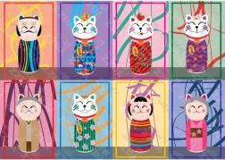 Maneki Kokeshi kirakó 1000 darabbal