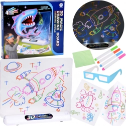 3D varázsrajztábla LED háttérvilágítással, filcek és 3D szemüveg