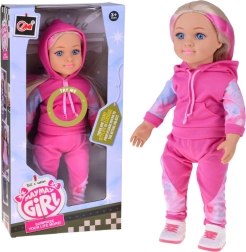 Melegítőszettes baba 48 cm hosszú szőke hajjal