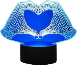 LED éjjeli lámpa 3D kezek szív alakban talppal és távirányítóval