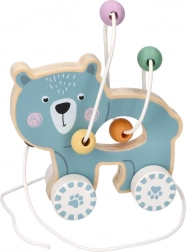 Fa húzható játék gyöngyös labirintussal - Medve