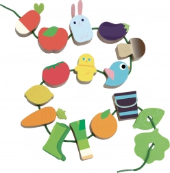 fűzős játék – Vilac kerti téma – fa fűzős játék a finommotorika fejlesztéséhez