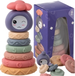 Szenzoros puha építőkockák babáknak, MONTESSORI torony, 8 darab