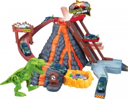 versenypálya vulkánnal és színt váltó autóval