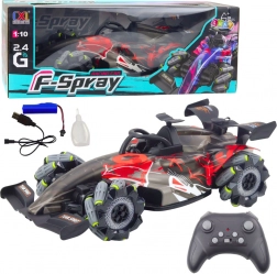 RC versenyautó 1:10 LED fényekkel, vízgőzzel és 2,4 GHz – piros