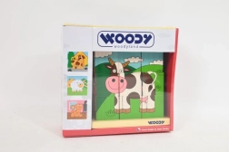 WOODY fából készült, állatos fűzhető kocka, 9 kocka