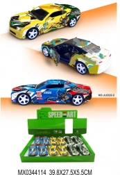 Fém sportautó modell nyitható ajtókkal és felhúzós (pull-back) funkcióval