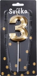 Party gyertya 3-as szám Arany