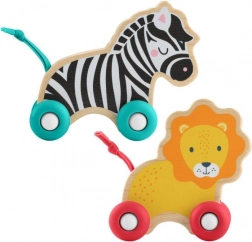 FISHER-PRICE fából készült gurulós állatkák – oroszlán és zebra készlet