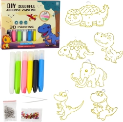 Kreatív DIY készlet – üvegfestéses dinoszaurusz medálok 6 zselés filccel